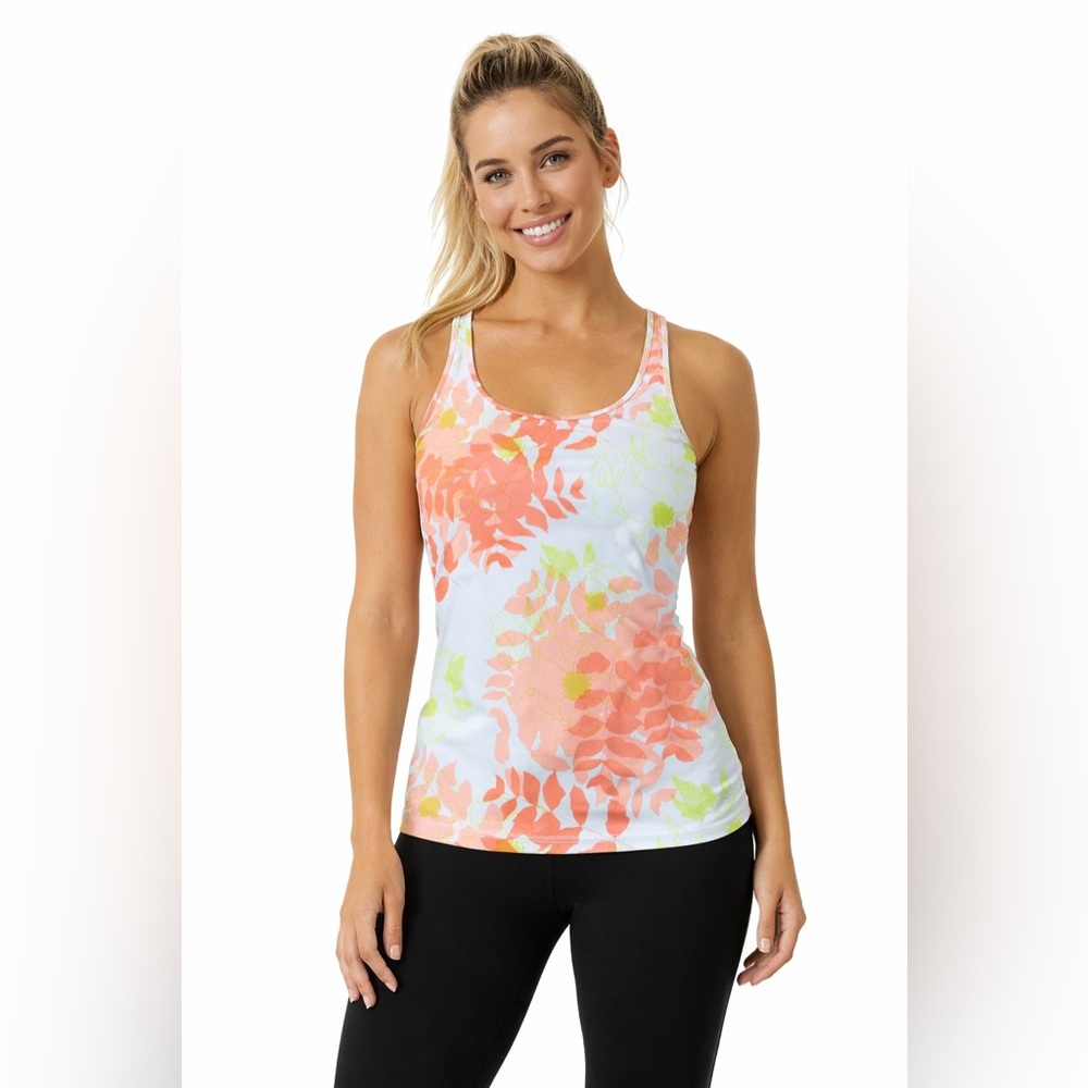 Lululemon Floral White Peach Coral Tank Top